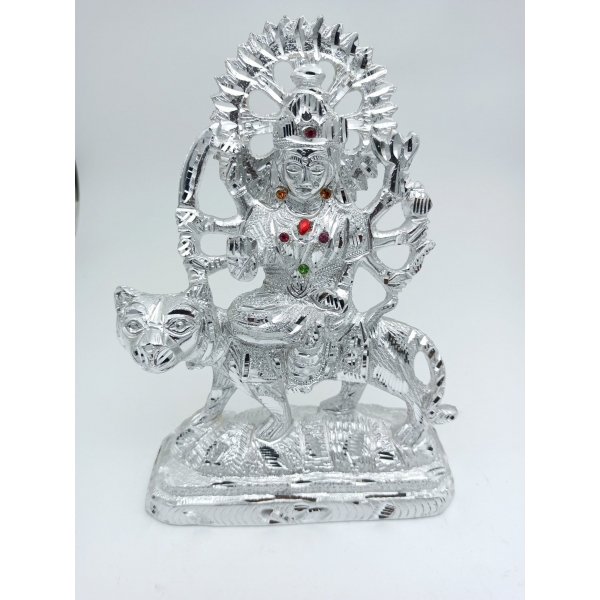 Maa Durga statue idol Maa Durga white mettal 24 cm